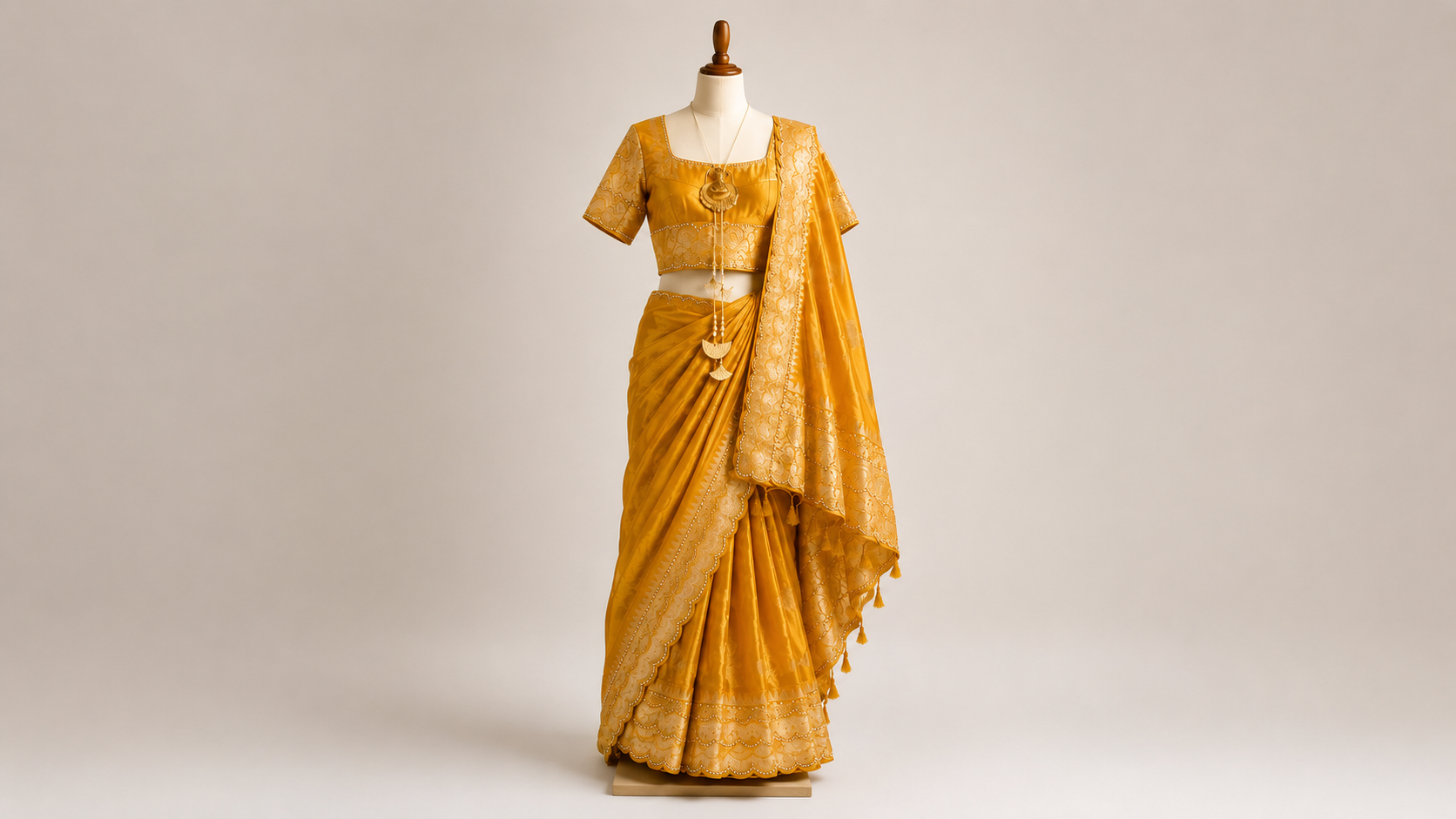 Mustard Tissue Silk Saree