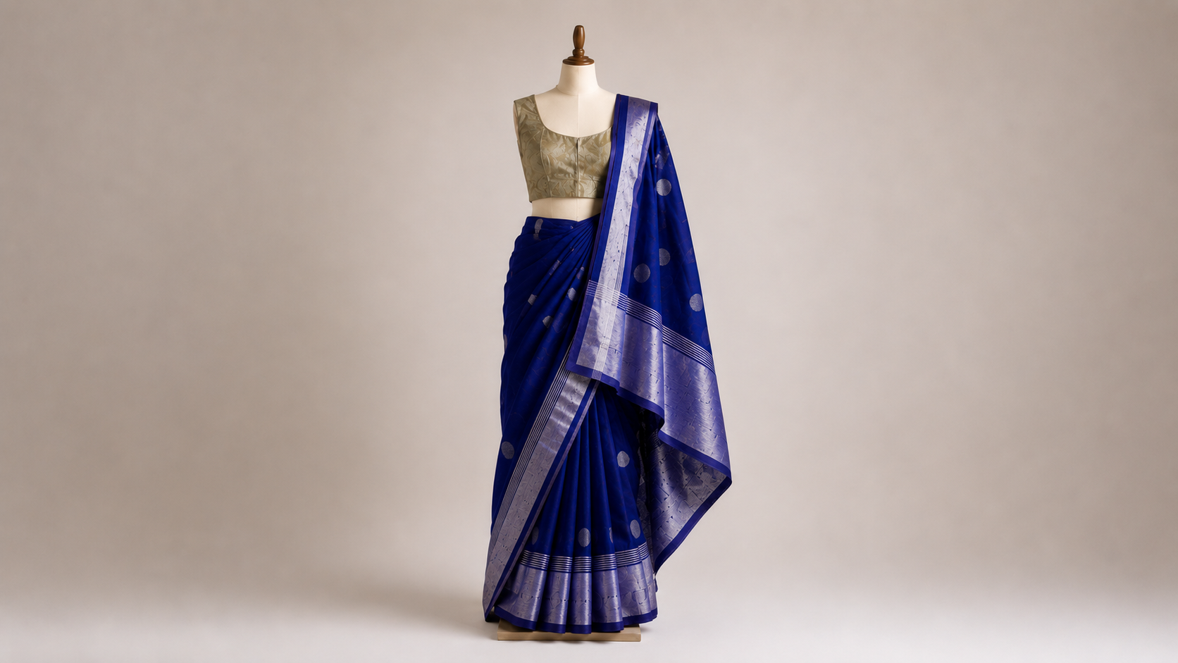 Royal Blue Silver Zari Silk Saree