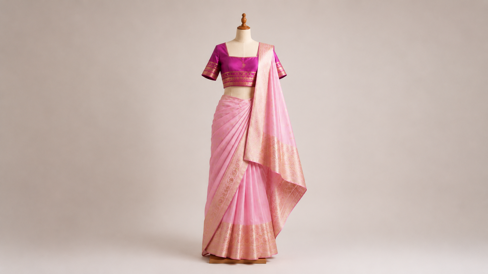 Light Pink Designer Silk Saree