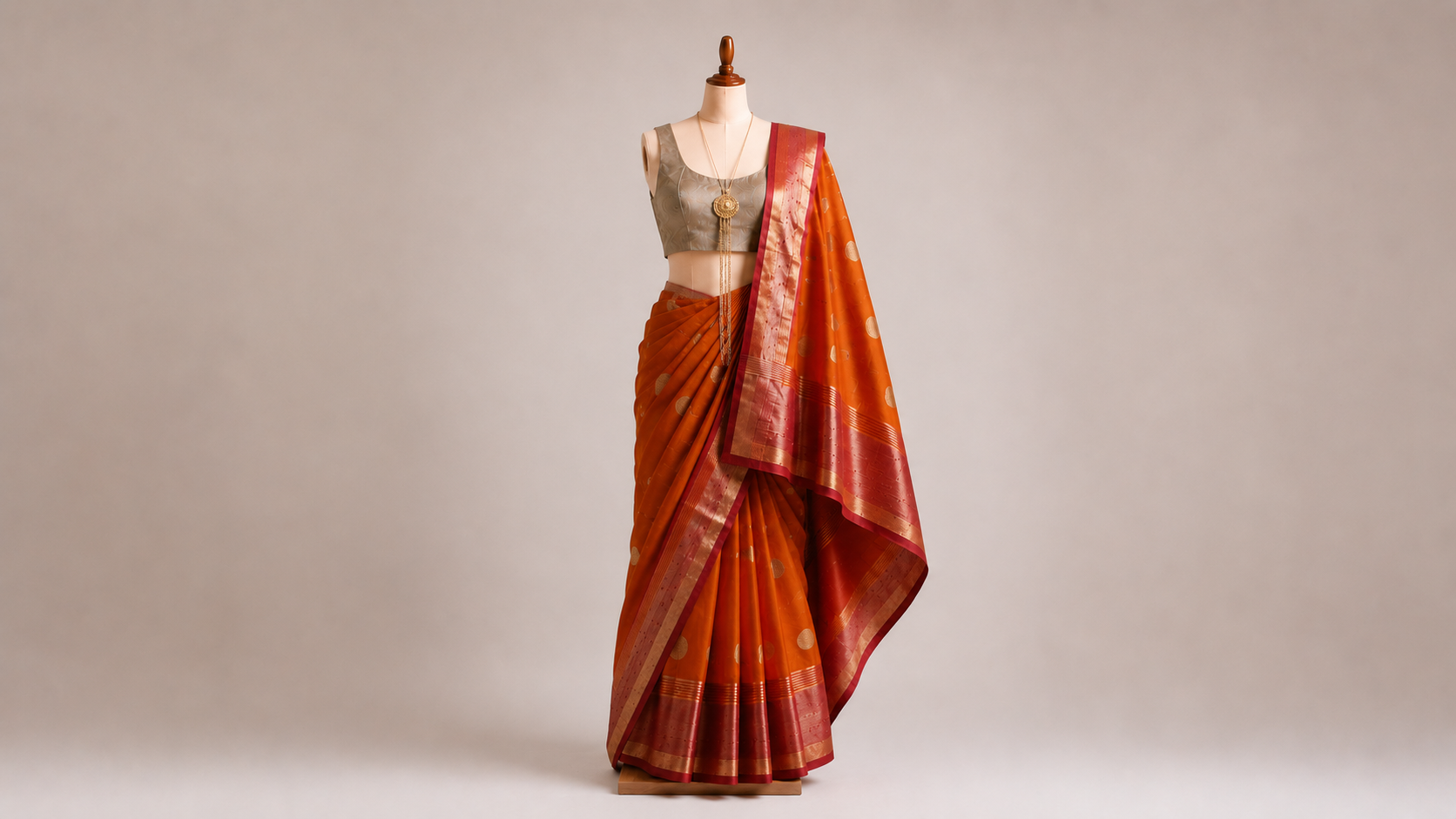 Royal Orange Traditional Silk Saree