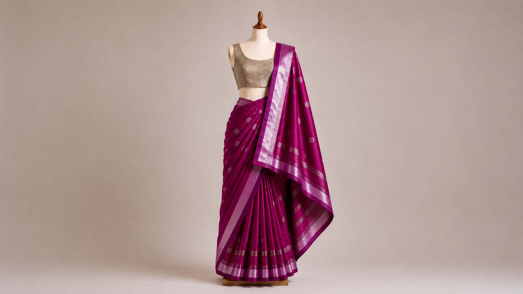 Rani Pink Silk Saree with Silver Zari Border